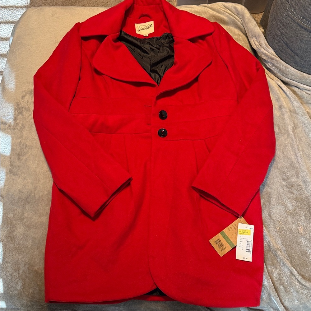 Bold Red Pea Coat- L